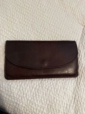 Leather Flap Wallet - Dark Brown